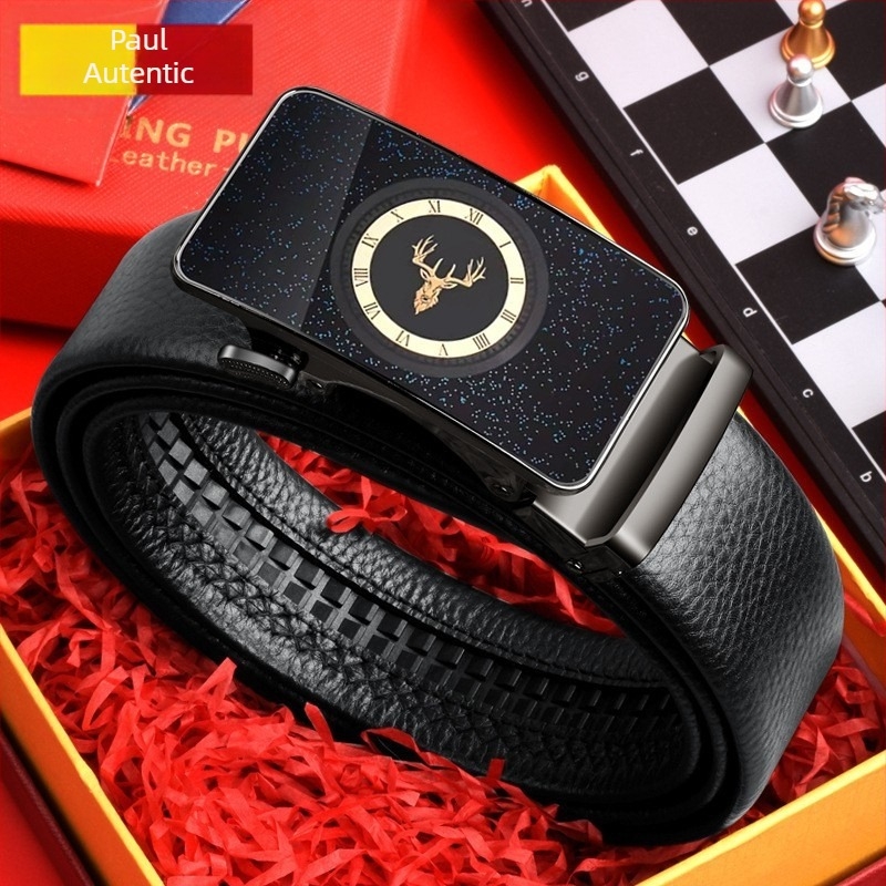Curea de bărbați Shadow Paul, din piele naturală, cataramă automată, lățime 2–4 cm, stil elegant