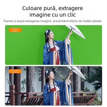 Fundal verde telescopic portabil pentru fotografie în studio, cu braț de ridicare