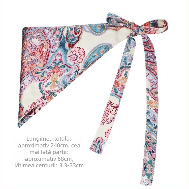 Centură de talie pentru femei – stil etnic, țesătură de mătase, închidere cu șnur, curea decorativă, o singură curea