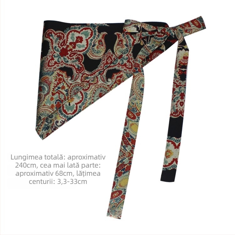 Centură de talie pentru femei – stil etnic, țesătură de mătase, închidere cu șnur, curea decorativă, o singură curea