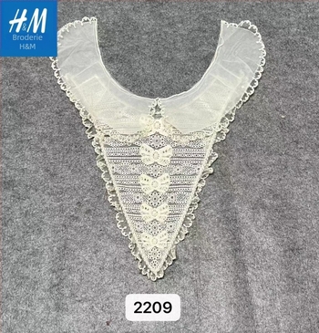 Set guler detașabil cu broderie solubilă în apă pe plasă, motiv floral și mâneci asortate — elegant franțuzesc, versatil