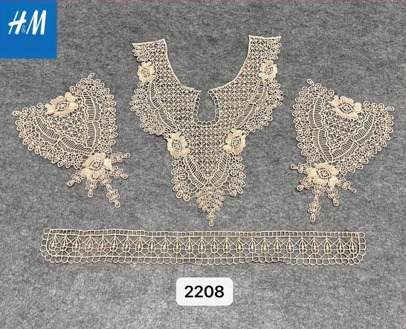 Set guler detașabil cu broderie solubilă în apă pe plasă, motiv floral și mâneci asortate — elegant franțuzesc, versatil