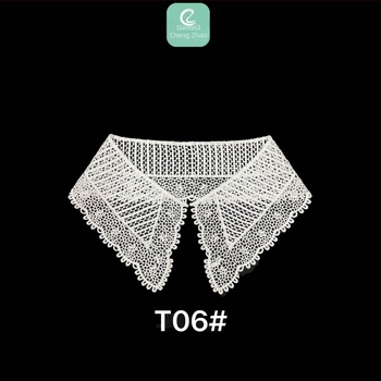 Guler detașabil din dantelă cu floare brodată din mătase de lapte, dantelă transparentă, Chengzhan embroidery