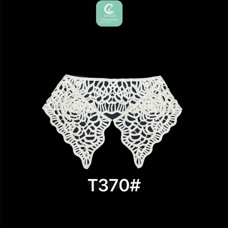 Guler detașabil din dantelă cu floare brodată din mătase de lapte, dantelă transparentă, Chengzhan embroidery