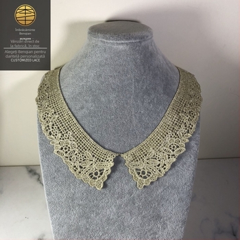 Floare solubilă în apă pentru guler — accesoriu dantelat din sârmă aurie și argintie pentru lenjerie (Benqian Clothing)
