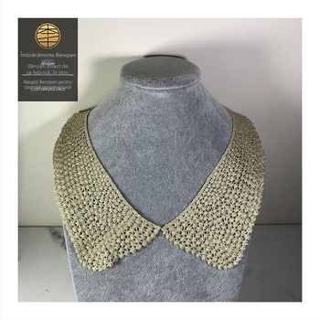 Floare solubilă în apă pentru guler — accesoriu dantelat din sârmă aurie și argintie pentru lenjerie (Benqian Clothing)