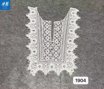 Colier DIY cu broderie dizolvabilă în apă — Colier dantelat decupat, decorativ pentru pulover, guler pătrat sau rotund