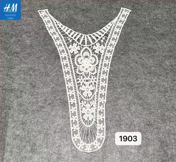 Colier DIY cu broderie dizolvabilă în apă — Colier dantelat decupat, decorativ pentru pulover, guler pătrat sau rotund