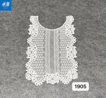 Colier DIY cu broderie dizolvabilă în apă — Colier dantelat decupat, decorativ pentru pulover, guler pătrat sau rotund