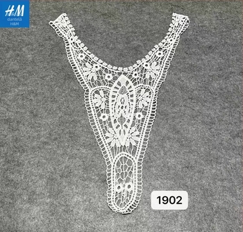 Colier DIY cu broderie dizolvabilă în apă — Colier dantelat decupat, decorativ pentru pulover, guler pătrat sau rotund