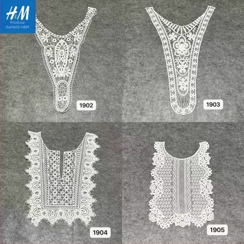 Colier DIY cu broderie dizolvabilă în apă — Colier dantelat decupat, decorativ pentru pulover, guler pătrat sau rotund