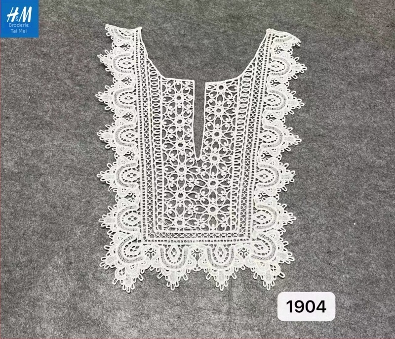 Colier DIY cu broderie dizolvabilă în apă — Colier dantelat decupat, decorativ pentru pulover, guler pătrat sau rotund