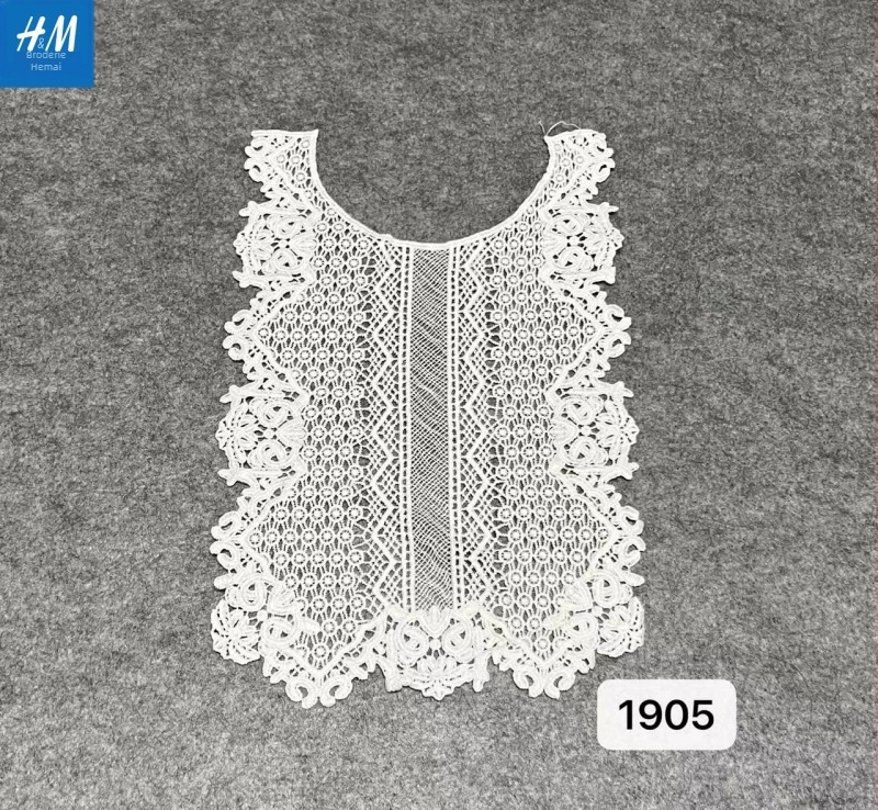 Colier DIY cu broderie dizolvabilă în apă — Colier dantelat decupat, decorativ pentru pulover, guler pătrat sau rotund