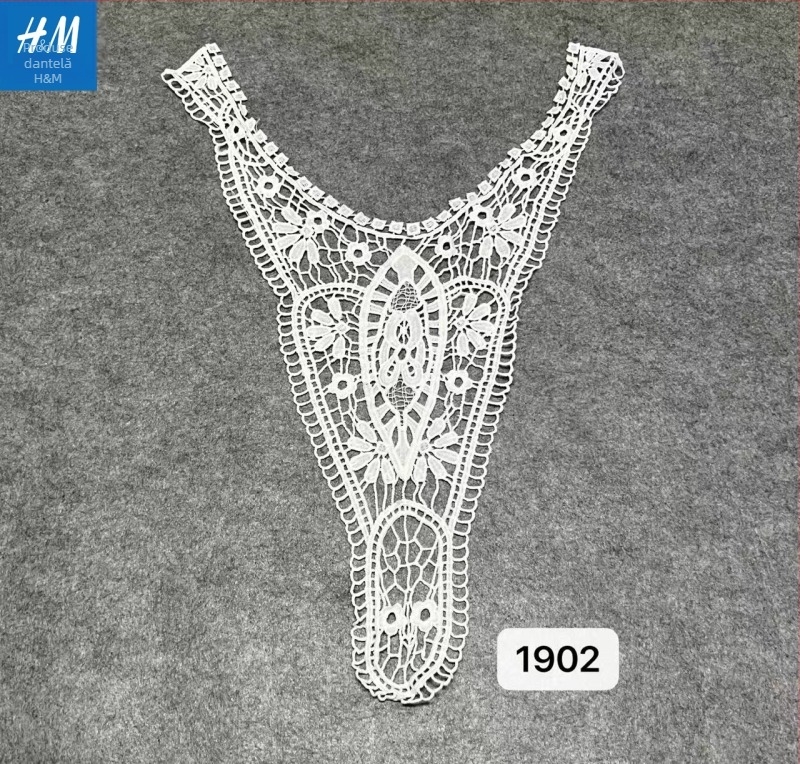 Colier DIY cu broderie dizolvabilă în apă — Colier dantelat decupat, decorativ pentru pulover, guler pătrat sau rotund