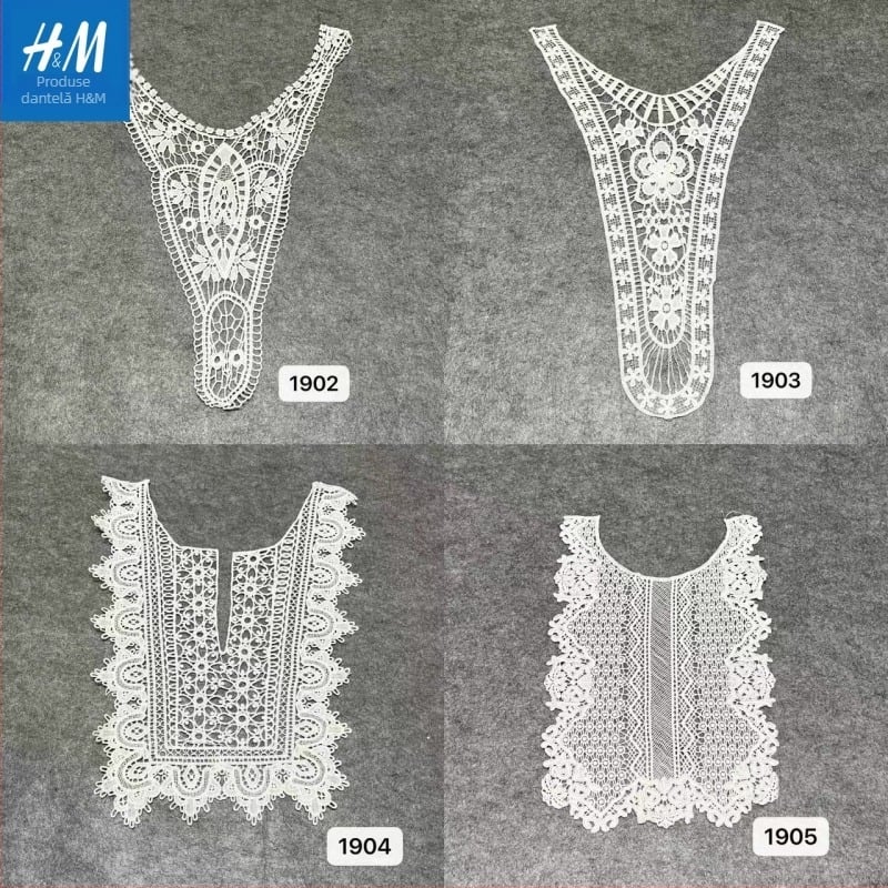 Colier DIY cu broderie dizolvabilă în apă — Colier dantelat decupat, decorativ pentru pulover, guler pătrat sau rotund