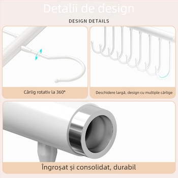 Cuier metalic pentru haine cu mai multe cârlige — stil modern minimalist, capacitate de încărcare 3–5 kg