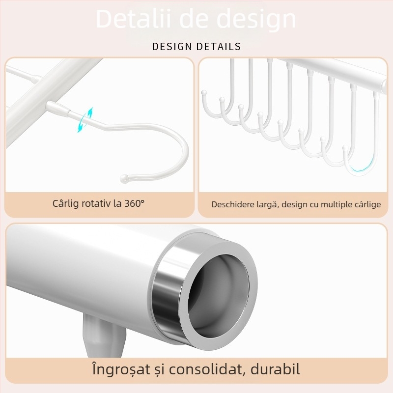 Cuier metalic pentru haine cu mai multe cârlige — stil modern minimalist, capacitate de încărcare 3–5 kg