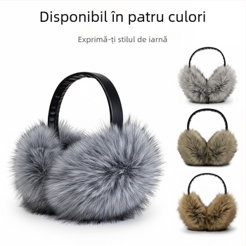 Protecții pentru urechi din pluș pliabile pentru femei, model monocrom, stil coreean simplu, păstrează căldura în iarnă, primăvară și toamnă