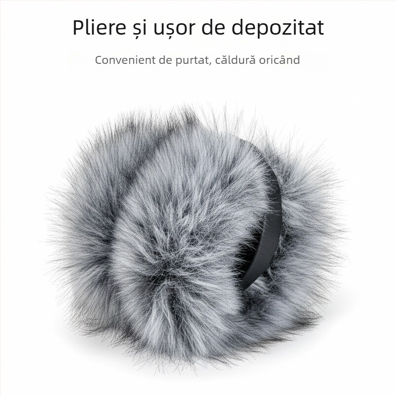 Protecții pentru urechi din pluș pliabile pentru femei, model monocrom, stil coreean simplu, păstrează căldura în iarnă, primăvară și toamnă