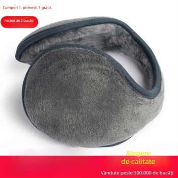 Juji earmuffs din pluș – purtate pe spate, stil universal, model monocrom, mențin căldura