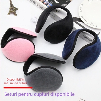 Juji earmuffs din pluș – purtate pe spate, stil universal, model monocrom, mențin căldura