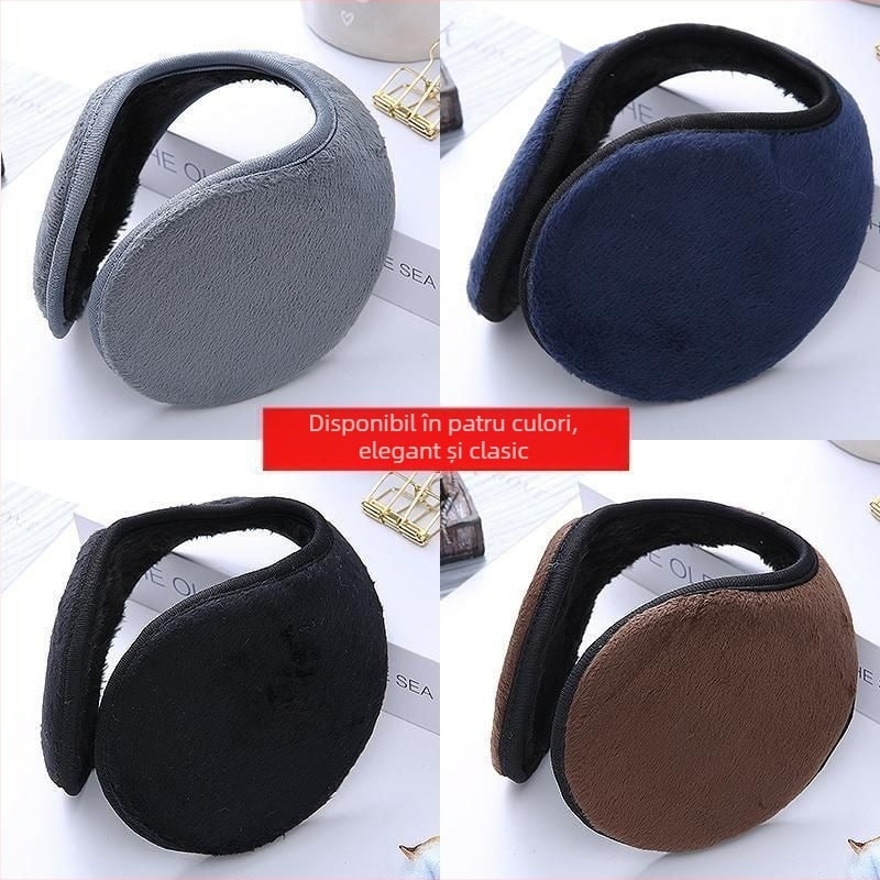Juji earmuffs din pluș – purtate pe spate, stil universal, model monocrom, mențin căldura