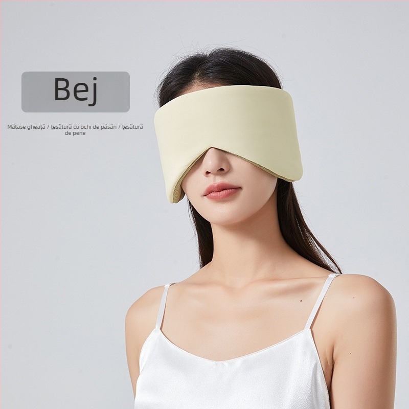 Mască de ochi și urechi pentru somn – pentru pauza de prânz, două într-unul, unisex, ușoară și izolare fonică, materiale ice silk și pânză Bird's Eye