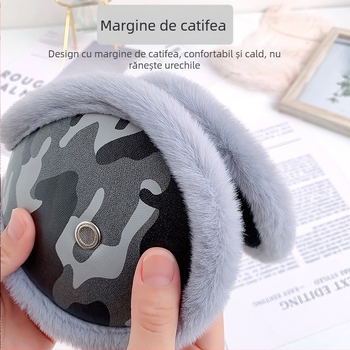Protecții pentru urechi de iarnă, model camuflaj, căptușite cu pluș și design îngroșat, pentru drumeții și ciclism