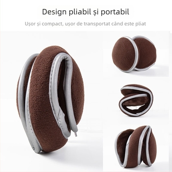 Protecții pentru urechi de iarnă, unisex, din pluș, model carouri, pentru exterior