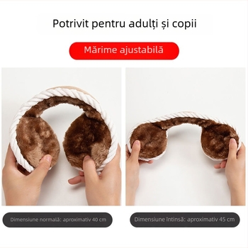 Protecții pentru urechi de iarnă, unisex, din pluș, model carouri, pentru exterior