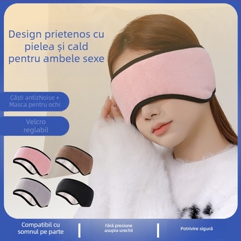 Set dopuri pentru urechi pentru somn și masca de ochi, blocare a luminii – material pluș, utilizare iarnă/toamnă, potrivit pentru exterior