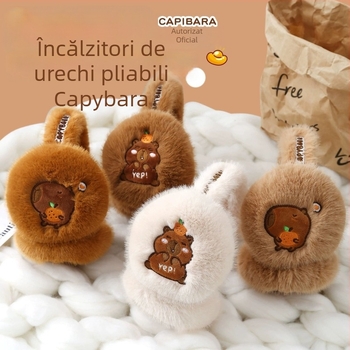 Capybara Earmuffs pentru copii din pluș — Model Cartoon, Unisex, Mențin Căldura iarna