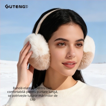Earmuffs din pluș, design color-block, unisex, protecție împotriva vântului, calde pentru ciclism în aer liber