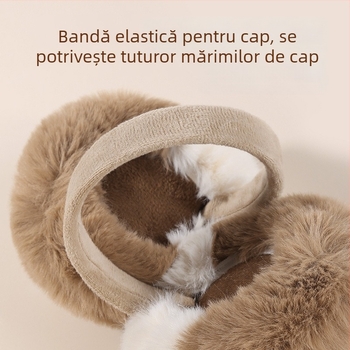 Earmuffs din pluș, design color-block, unisex, protecție împotriva vântului, calde pentru ciclism în aer liber