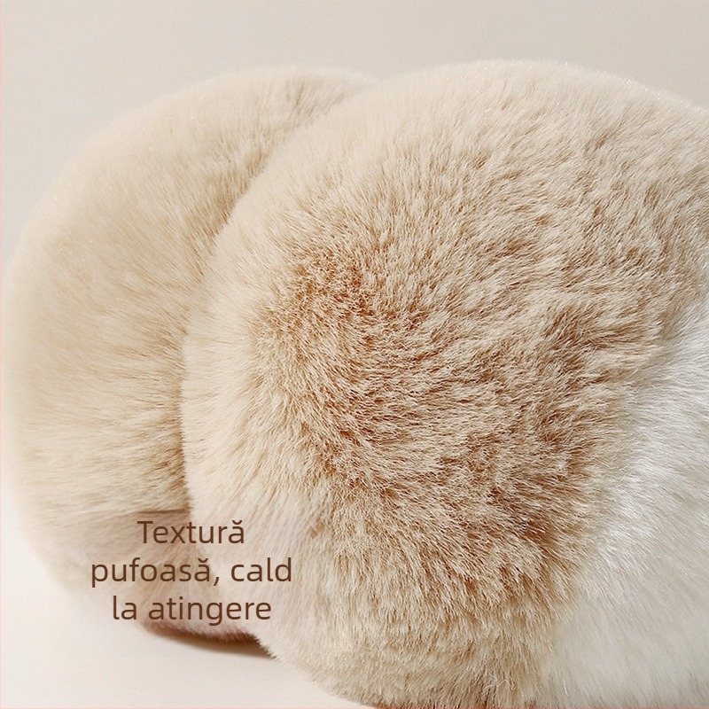 Earmuffs din pluș, design color-block, unisex, protecție împotriva vântului, calde pentru ciclism în aer liber