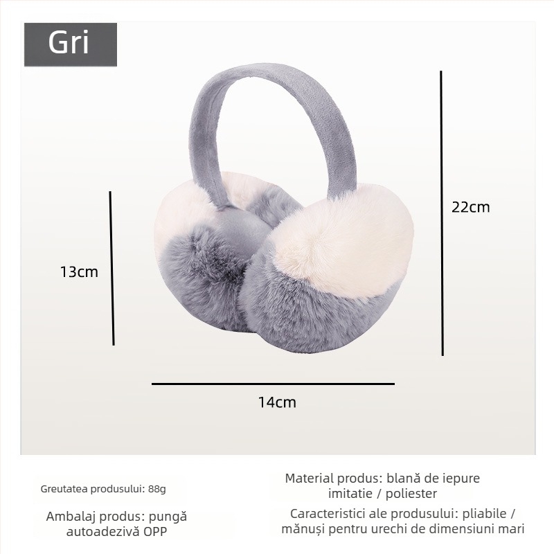 Earmuffs din pluș, design color-block, unisex, protecție împotriva vântului, calde pentru ciclism în aer liber