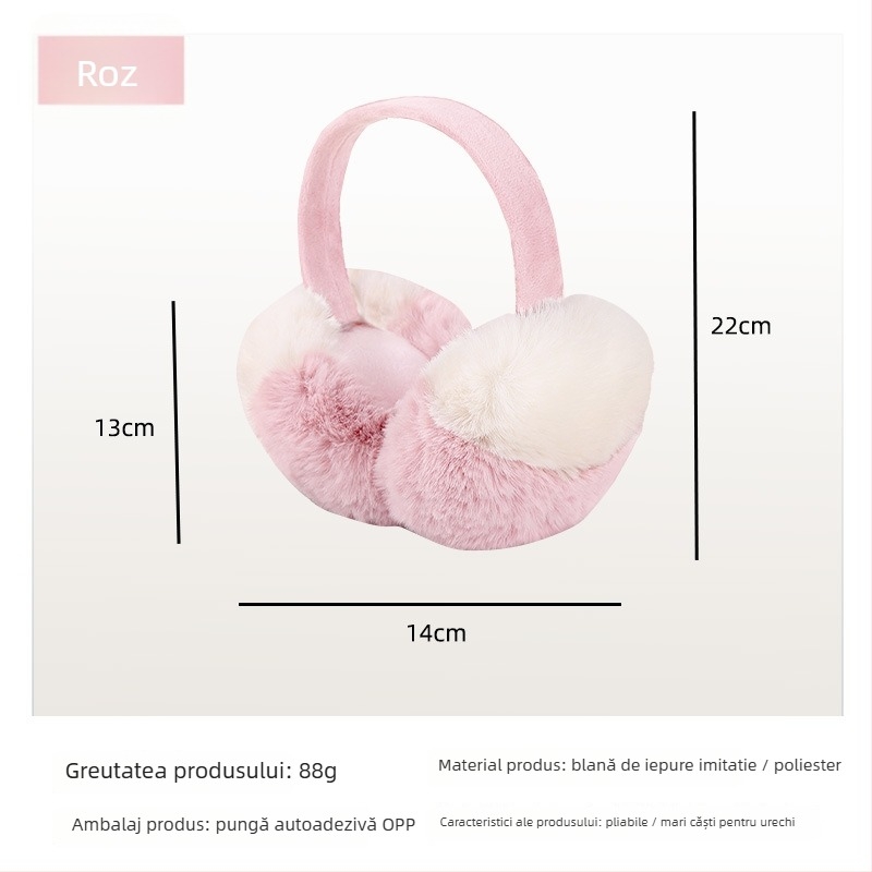Earmuffs din pluș, design color-block, unisex, protecție împotriva vântului, calde pentru ciclism în aer liber