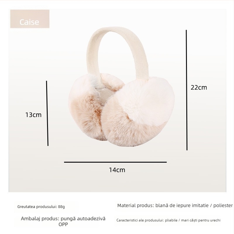 Earmuffs din pluș, design color-block, unisex, protecție împotriva vântului, calde pentru ciclism în aer liber