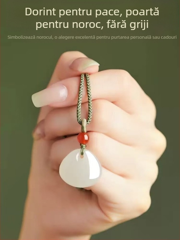 Colier din jad Hetian cu pandantiv geometric și închizător dragon, precizie în execuție, stil simplu