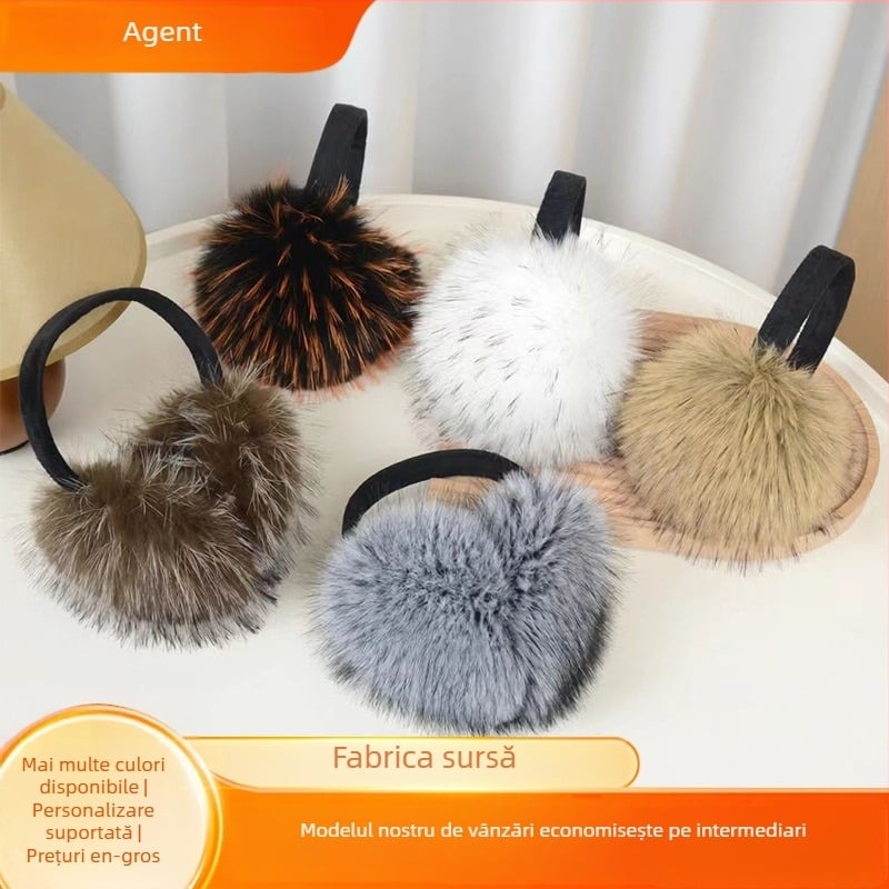Protecții pentru urechi unisex din pluș cu blană artificială, pliabile, ideale pentru iarnă