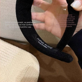 Bandă de păr din țesătură, lată, cu textură de burete, stil coreean, lucrată manual, pentru femei