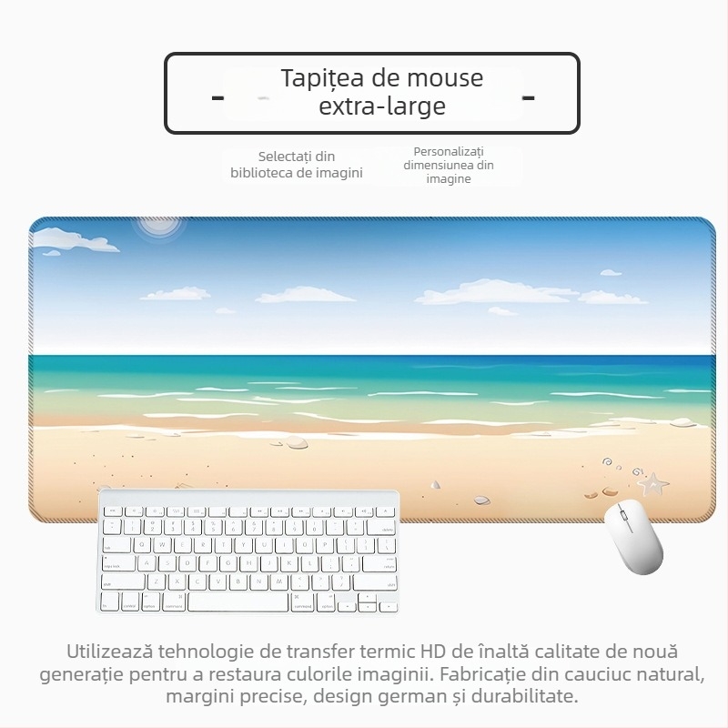 Padă mare pentru mouse de birou, cauciuc natural, anti-derapare, transfer termic, stil desen animat cu peisaj vector