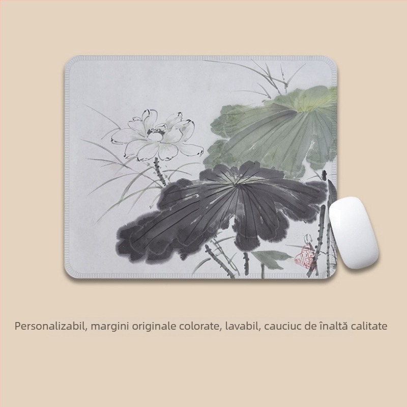 Pad de mouse pătrat, în stil cerneală antic, margine groasă, antiderapant pentru birou, 800×300×3 mm