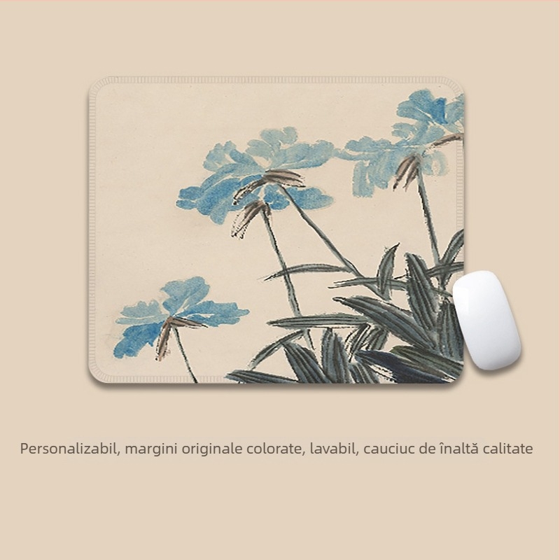 Pad de mouse pătrat, în stil cerneală antic, margine groasă, antiderapant pentru birou, 800×300×3 mm