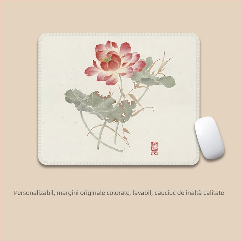 Pad de mouse pătrat, în stil cerneală antic, margine groasă, antiderapant pentru birou, 800×300×3 mm
