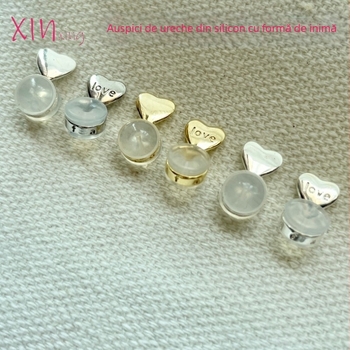 Dop de ureche – formă inimă și cilindrică, cupru și silicon, electroplacare