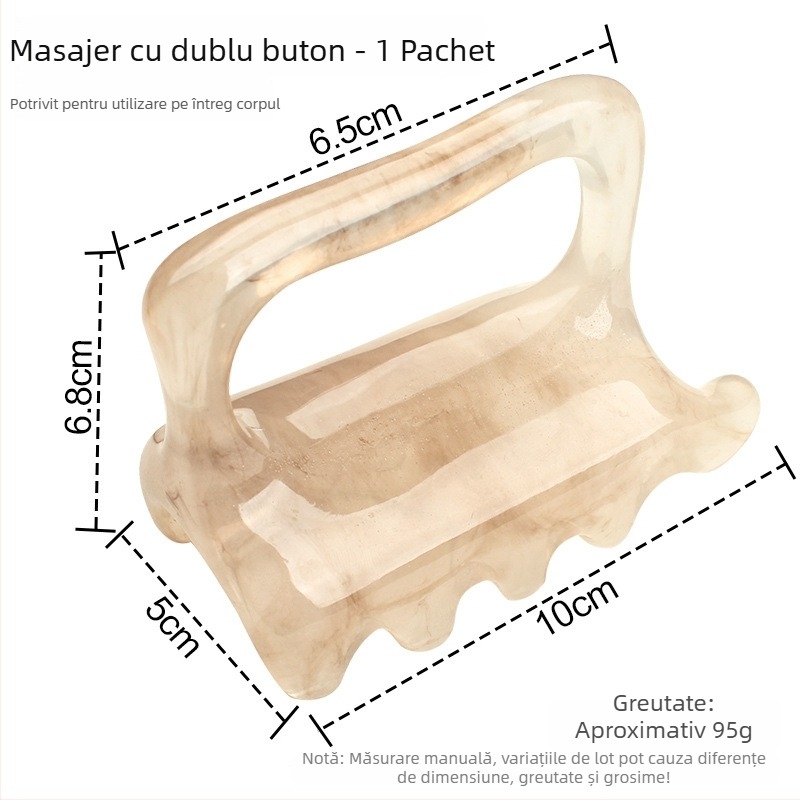 Zilin masajer-scraper din rășină pentru coloană, talie și umeri – dublă apăsare, 95 g, masaj sănătos și fitness corp