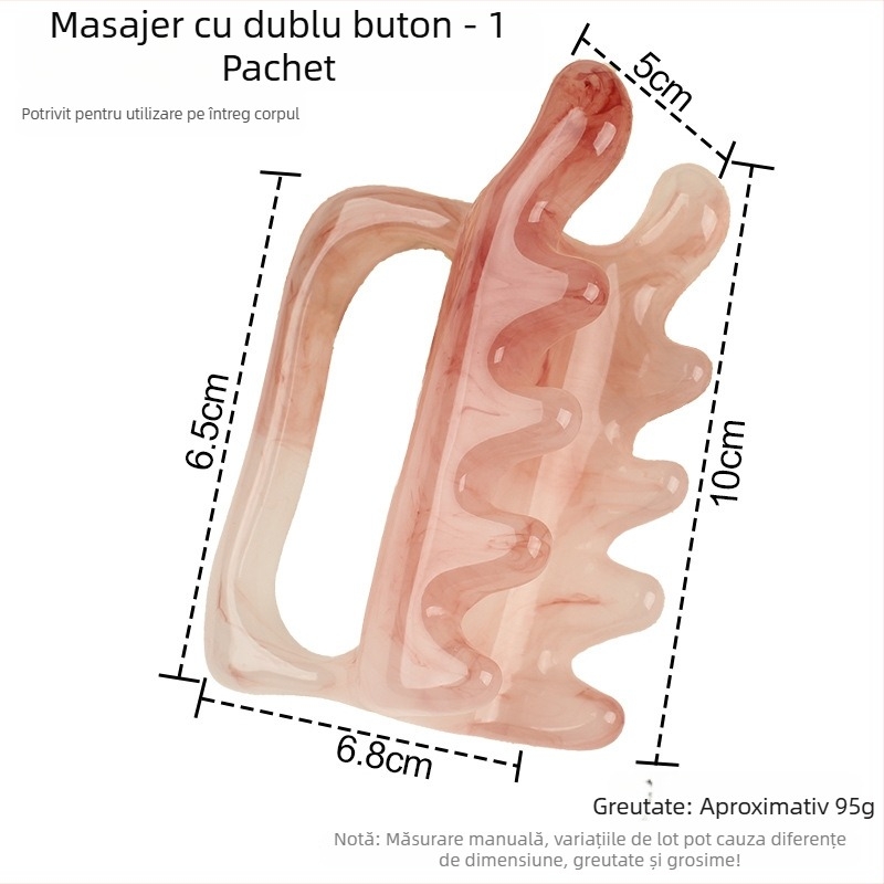 Zilin masajer-scraper din rășină pentru coloană, talie și umeri – dublă apăsare, 95 g, masaj sănătos și fitness corp