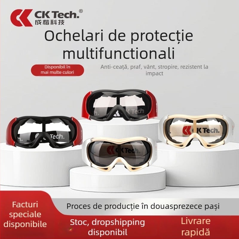 CKY-053 Ochelari de protecție, PC material, lentilă de 1,5 mm, protecție împotriva prafului, vântului și loviturilor