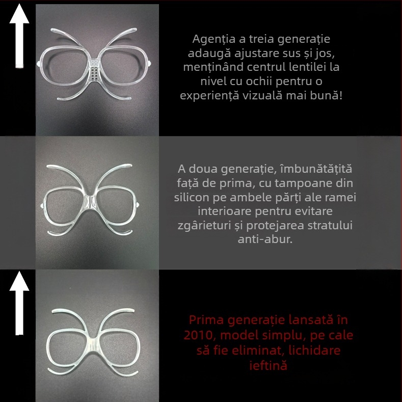 Ochelari de schi cu cadru interior TR90 pentru adaptor de miopie, reglabil, protecție pentru ochi pentru adulți
